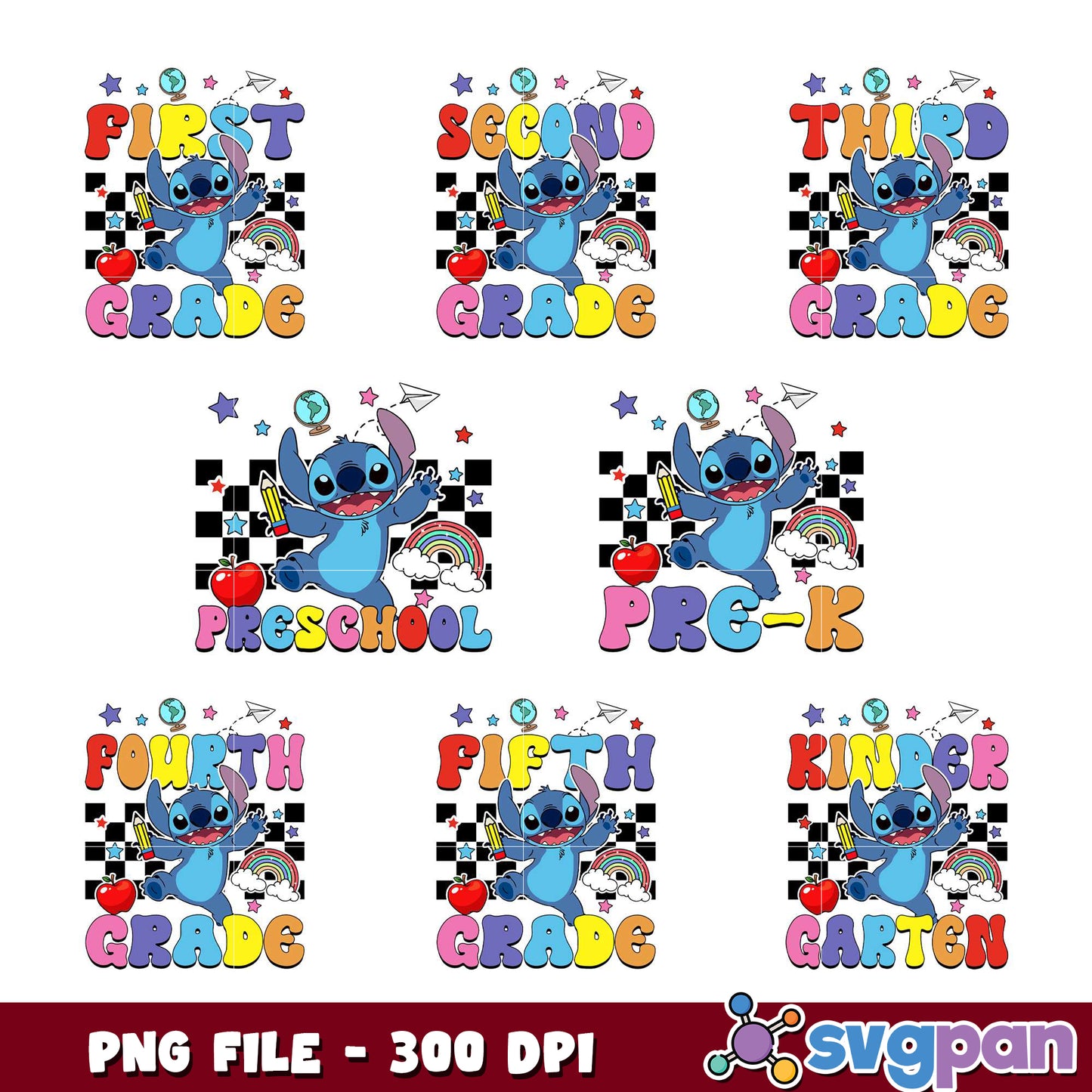 Stitch Back to School Grades PNG Bundle
