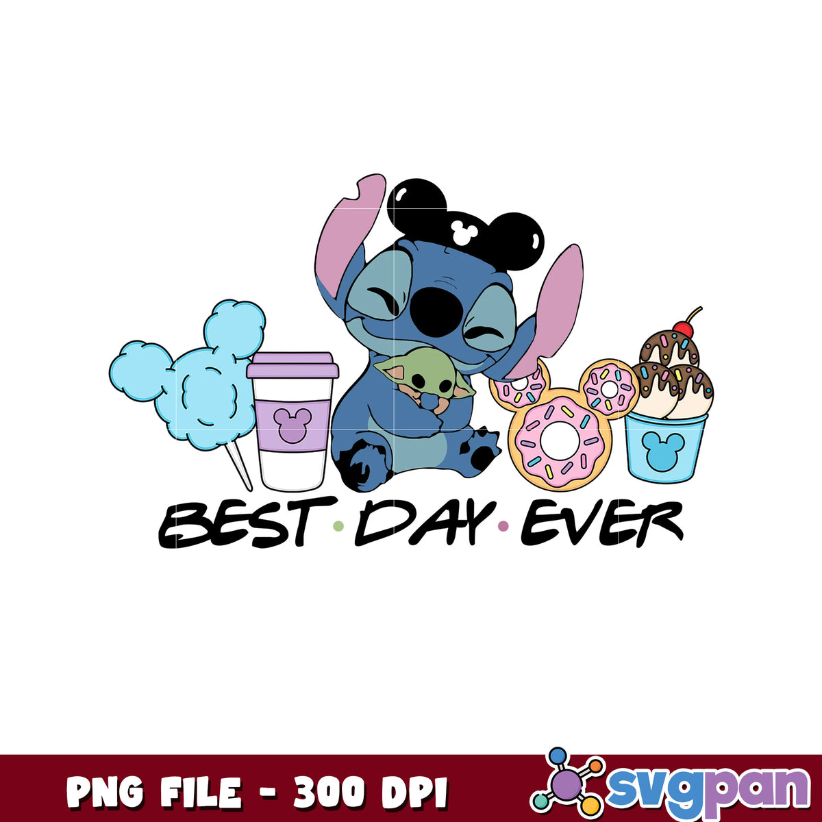 Stitch Best Day Ever PNG