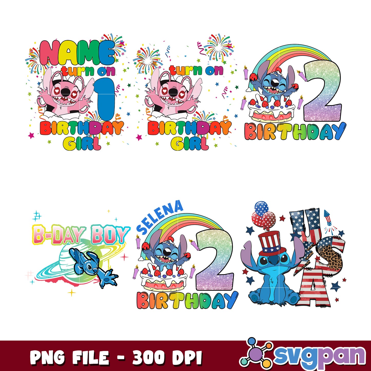 Stitch Birthday PNG Bundle 1st & 2nd