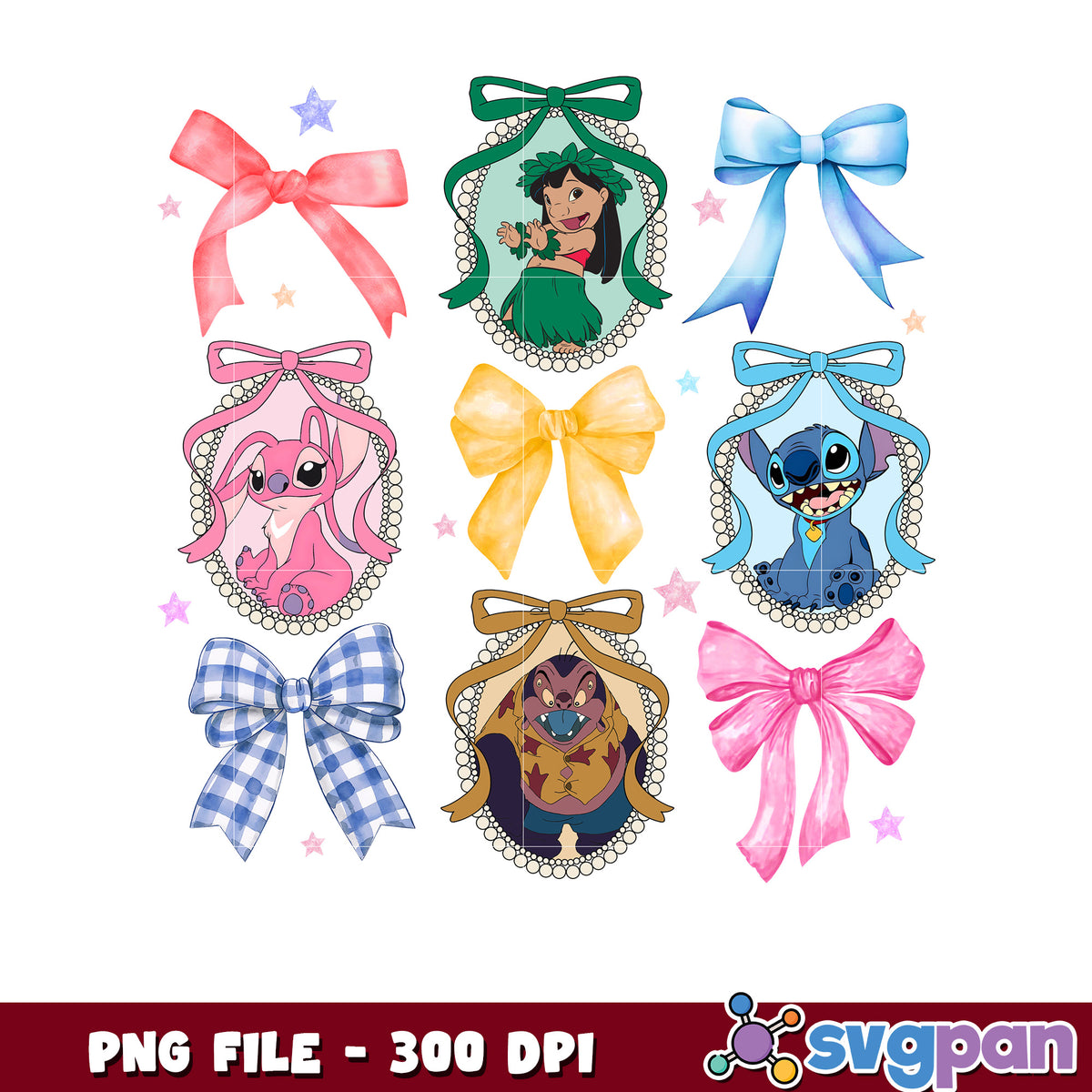 Stitch Bow PNG Set Lilo & Stitch Characters