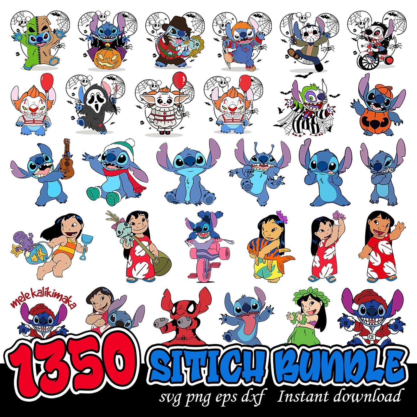 Stitch Bundle SVG Instant Download Fun Character Pack