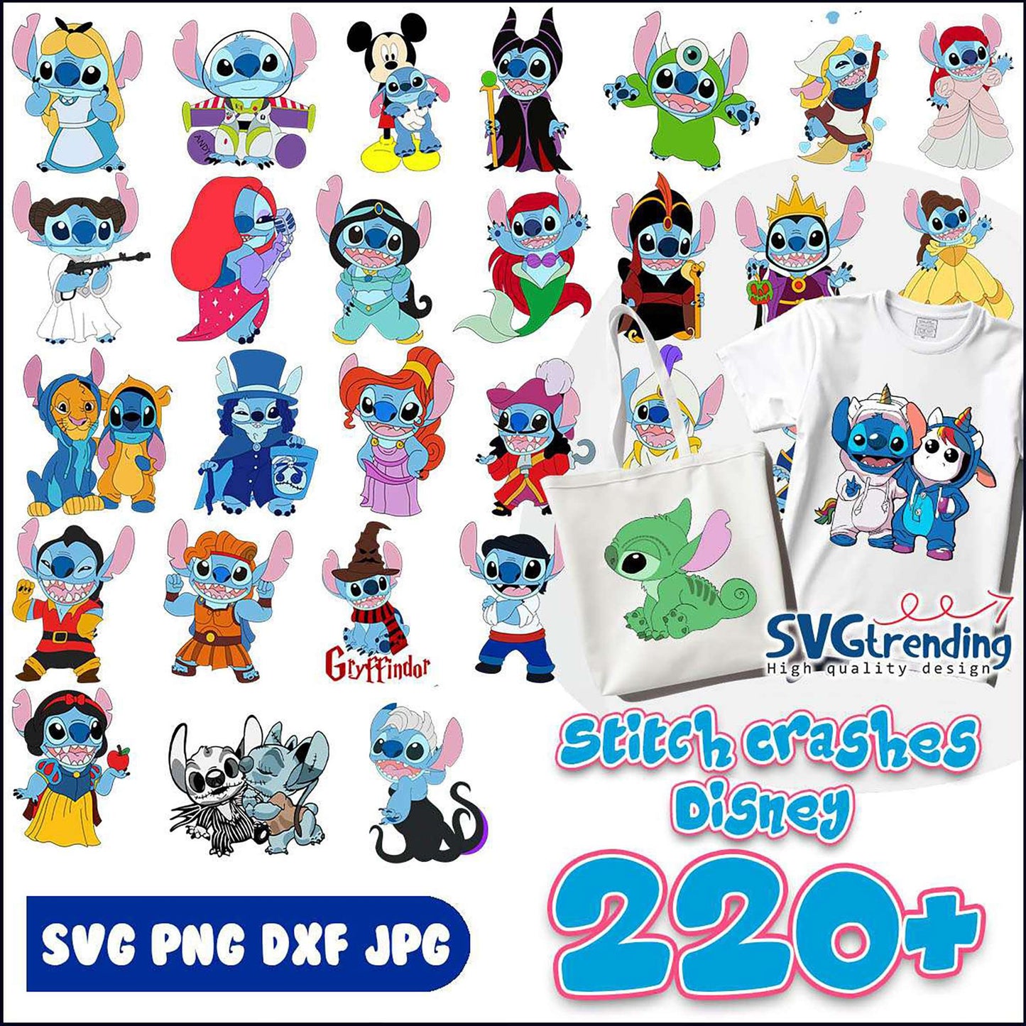 Stitch Crashes Disney SVG Bundle 220+ Designs