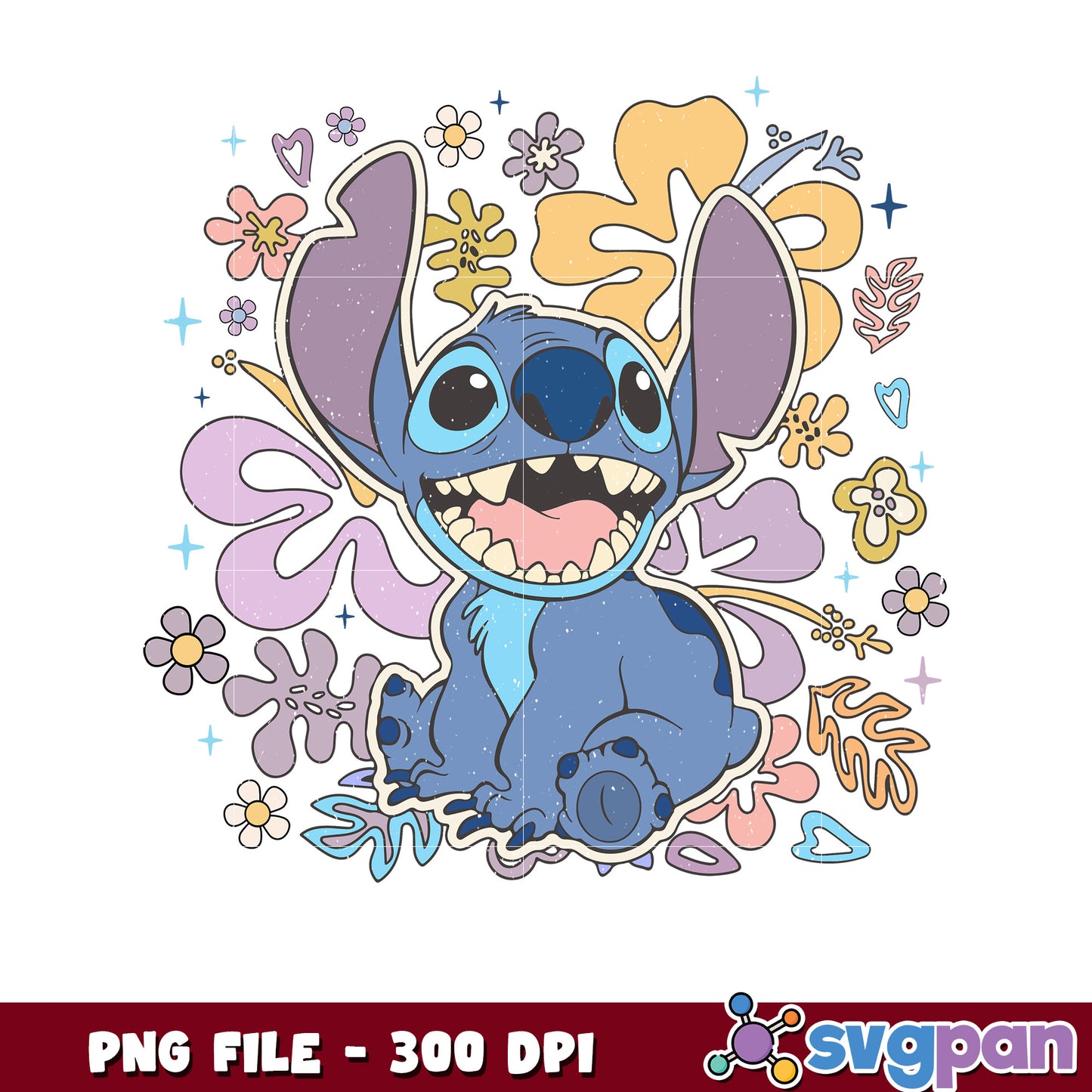 Stitch PNG 300 DPI Cute Floral Design