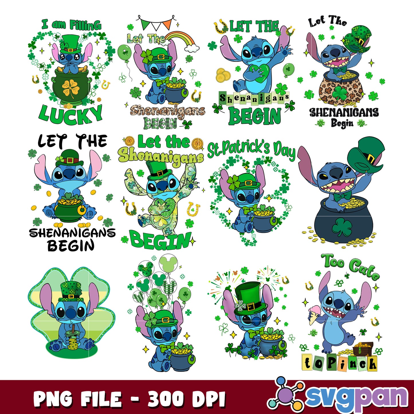 Stitch St Patricks Day PNG Bundle