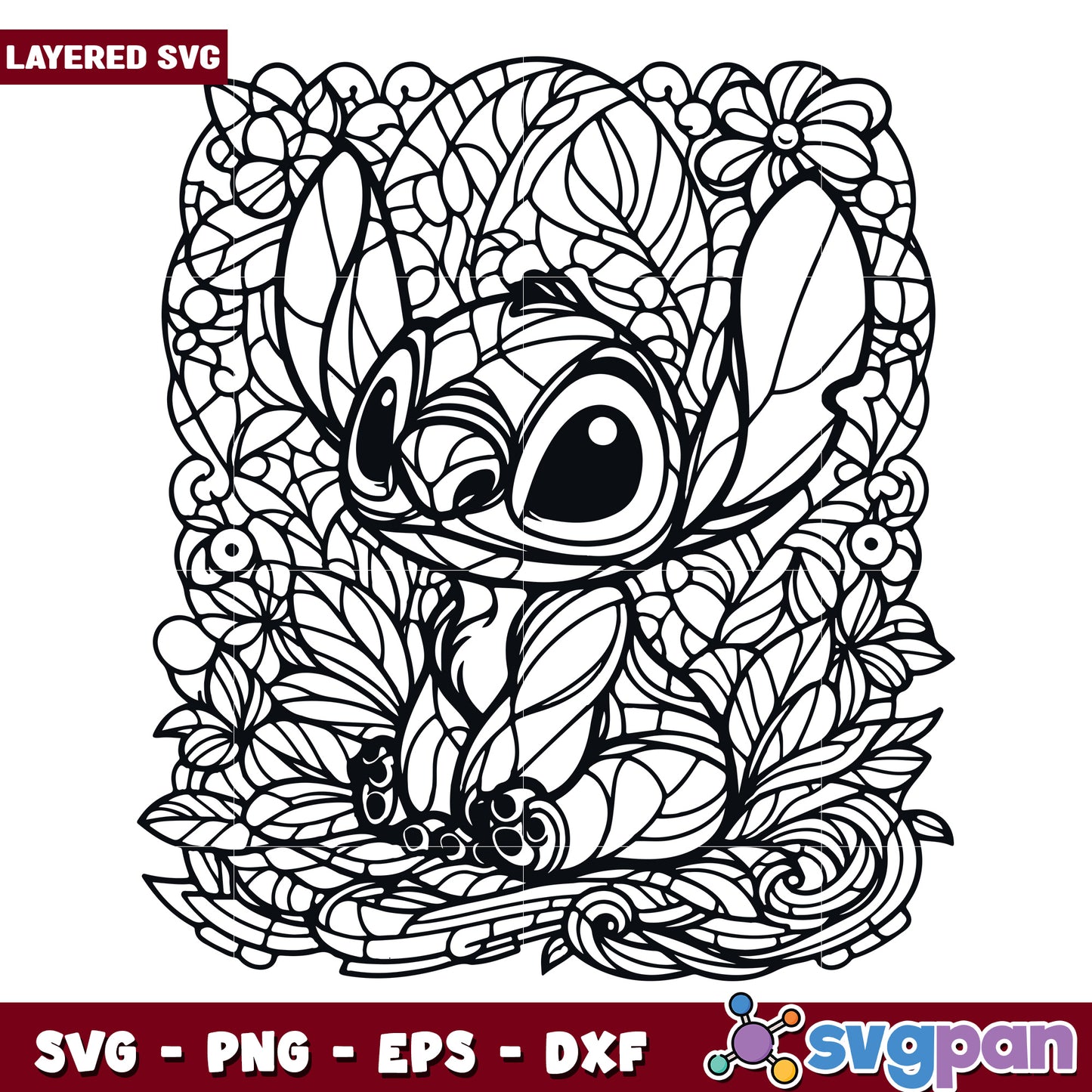Stitch Zentangle Coloring Page SVG