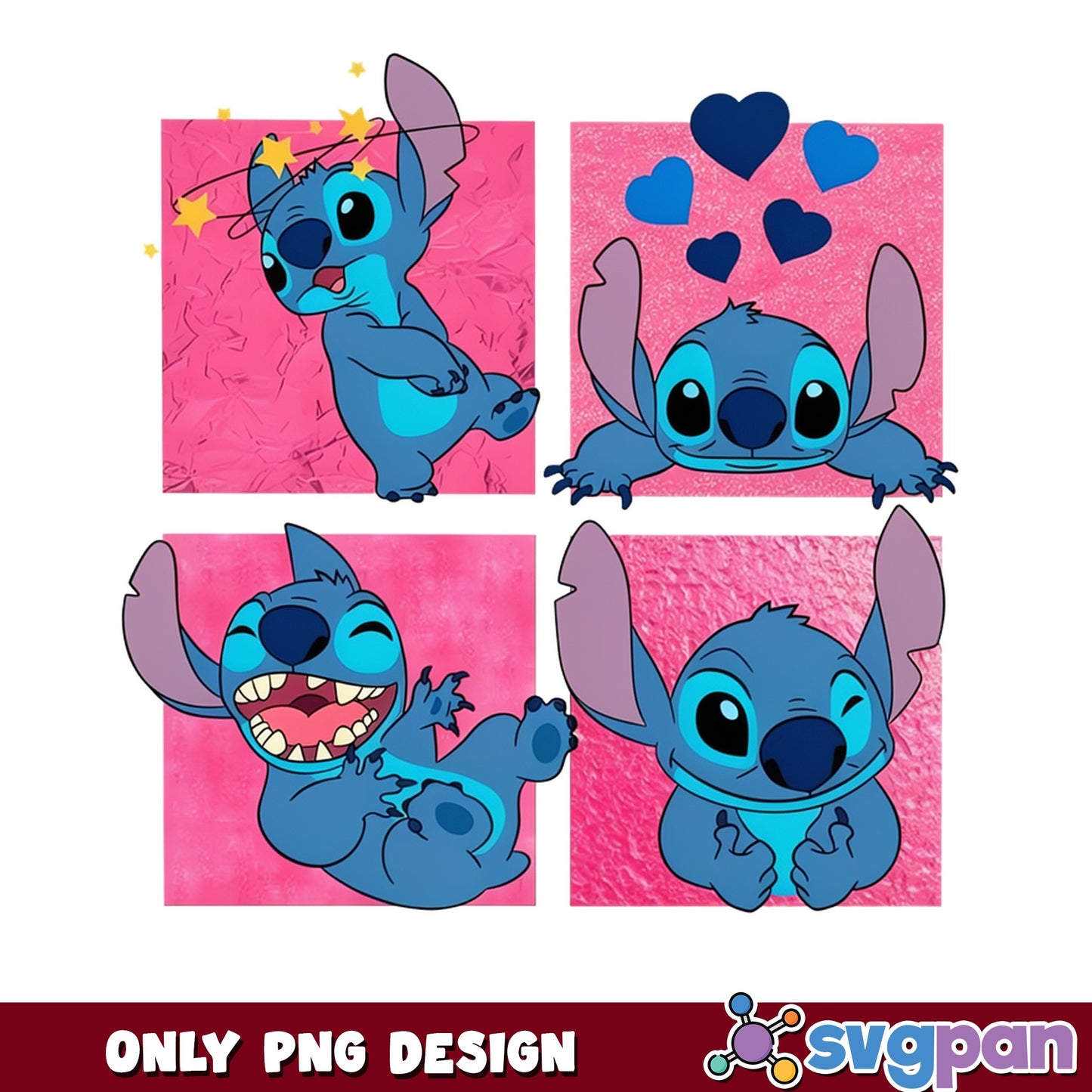 Stitch Bundle PNG, Cute Stitch Emotions Disney PNG, Lilo PNG
