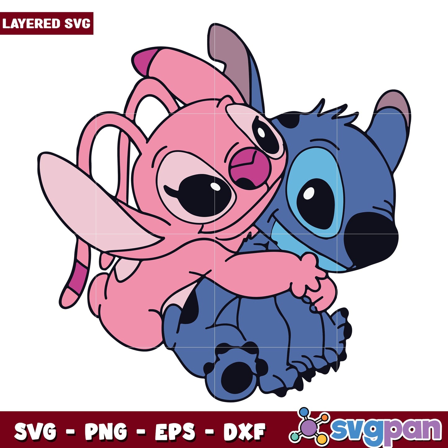 Stitch and Angel Magnet svg, Disney characters svg, Digital Download