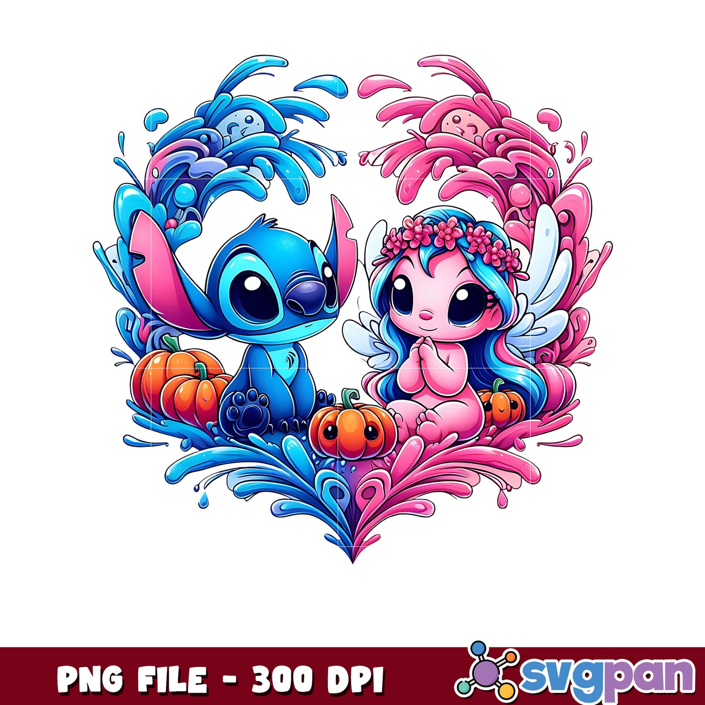 Stitch and angel lovely png, halloween costumes png, spirit halloween png