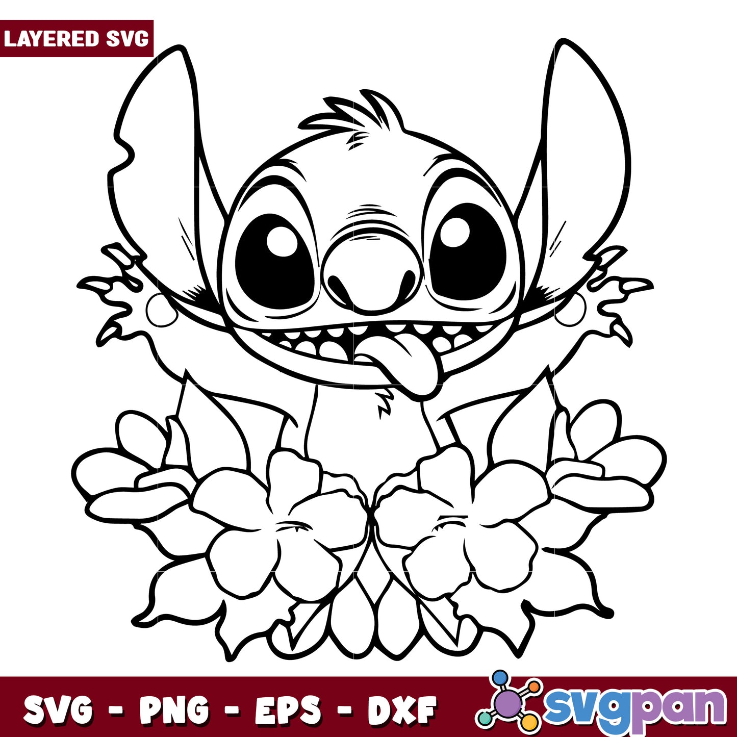 Stitch and flowers design svg, lilo and stitch toys svg, lilo and stitch movie svg