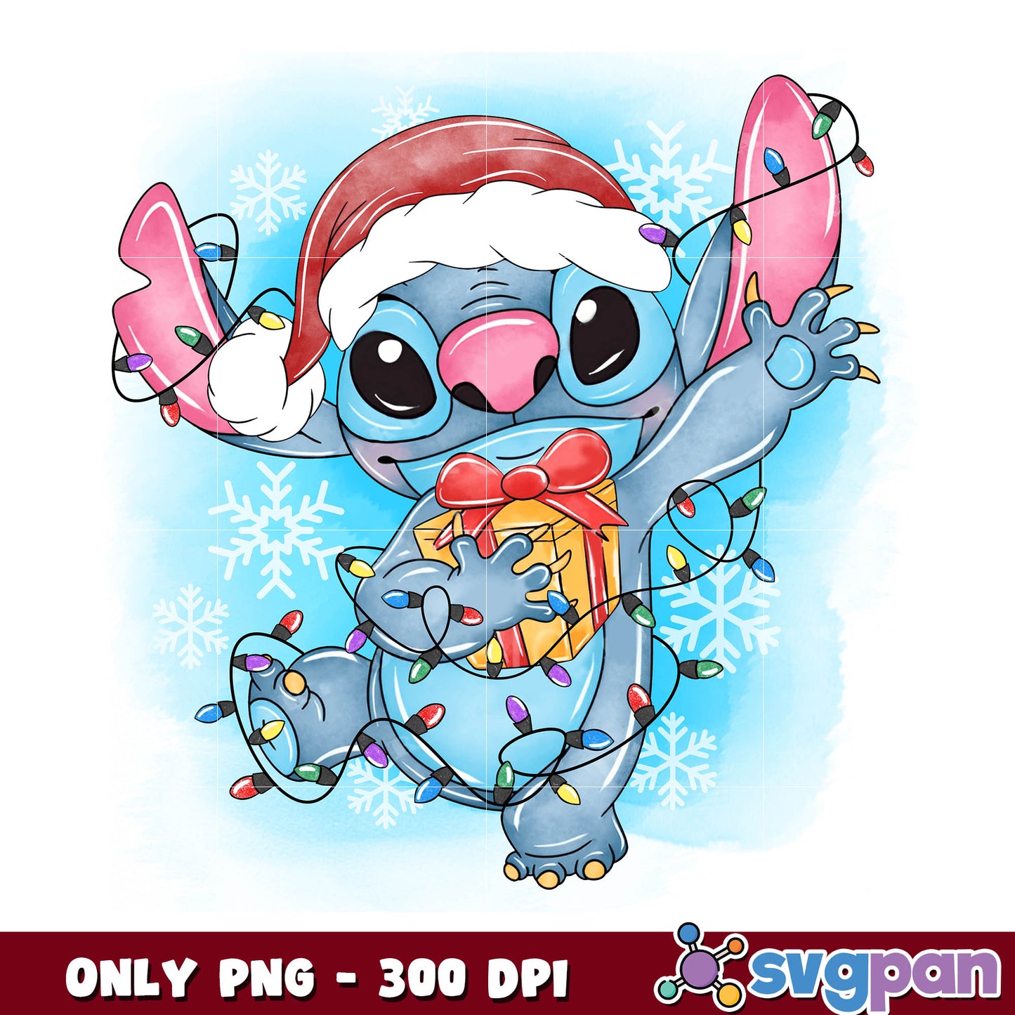Stitch christmas gift disney png, stitch christmas png