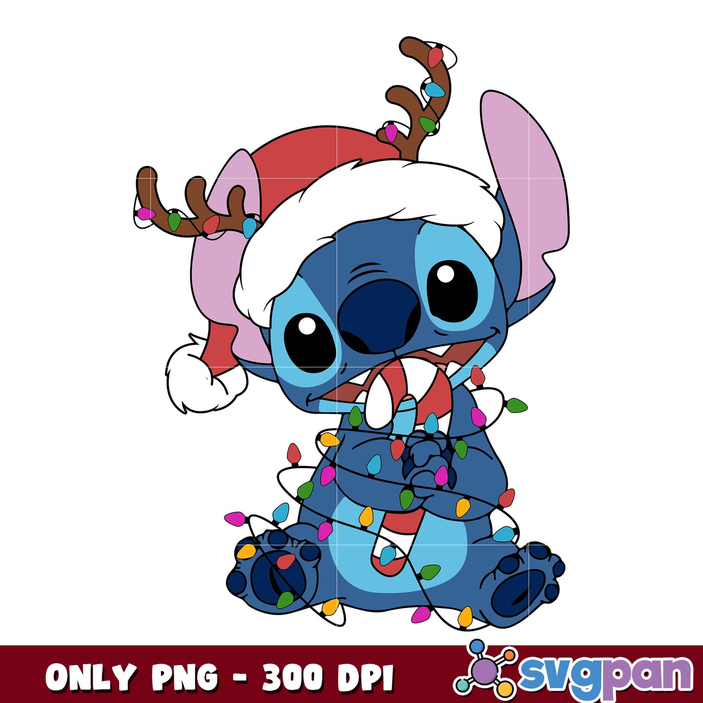 Stitch christmas hat disney png, stitch christmas png