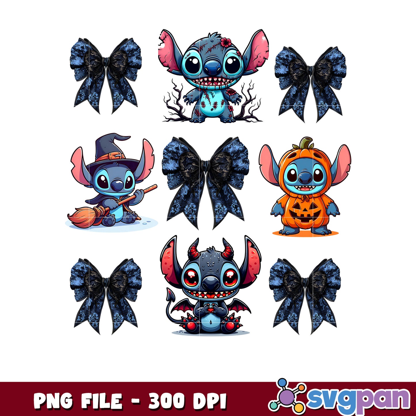 Stitch creepy halloween png, spooky vacation png, avengers decorations png