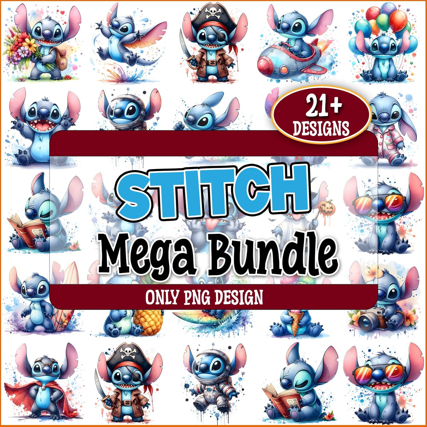 Stitch design set png bundle