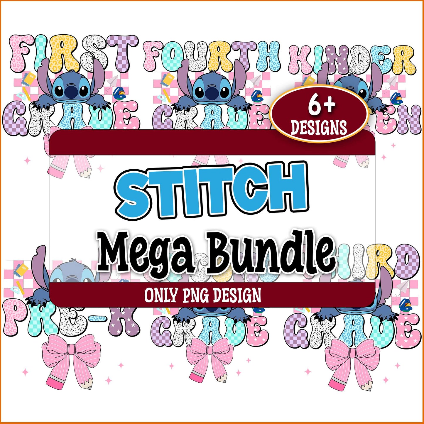 Stitch go to school png bundle