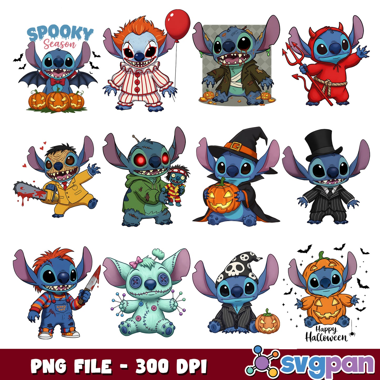 Stitch horror costume png bundle