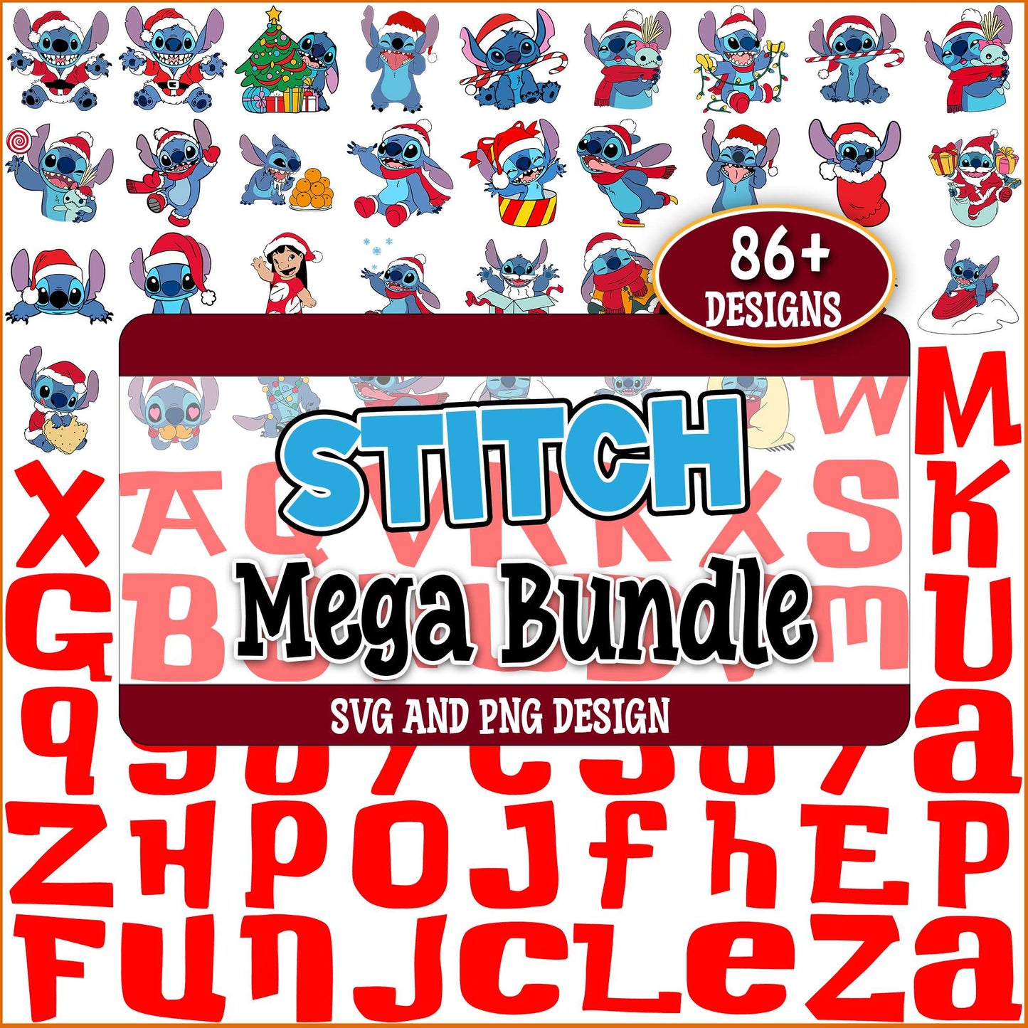 Stitchmas x alphabet svg bundle
