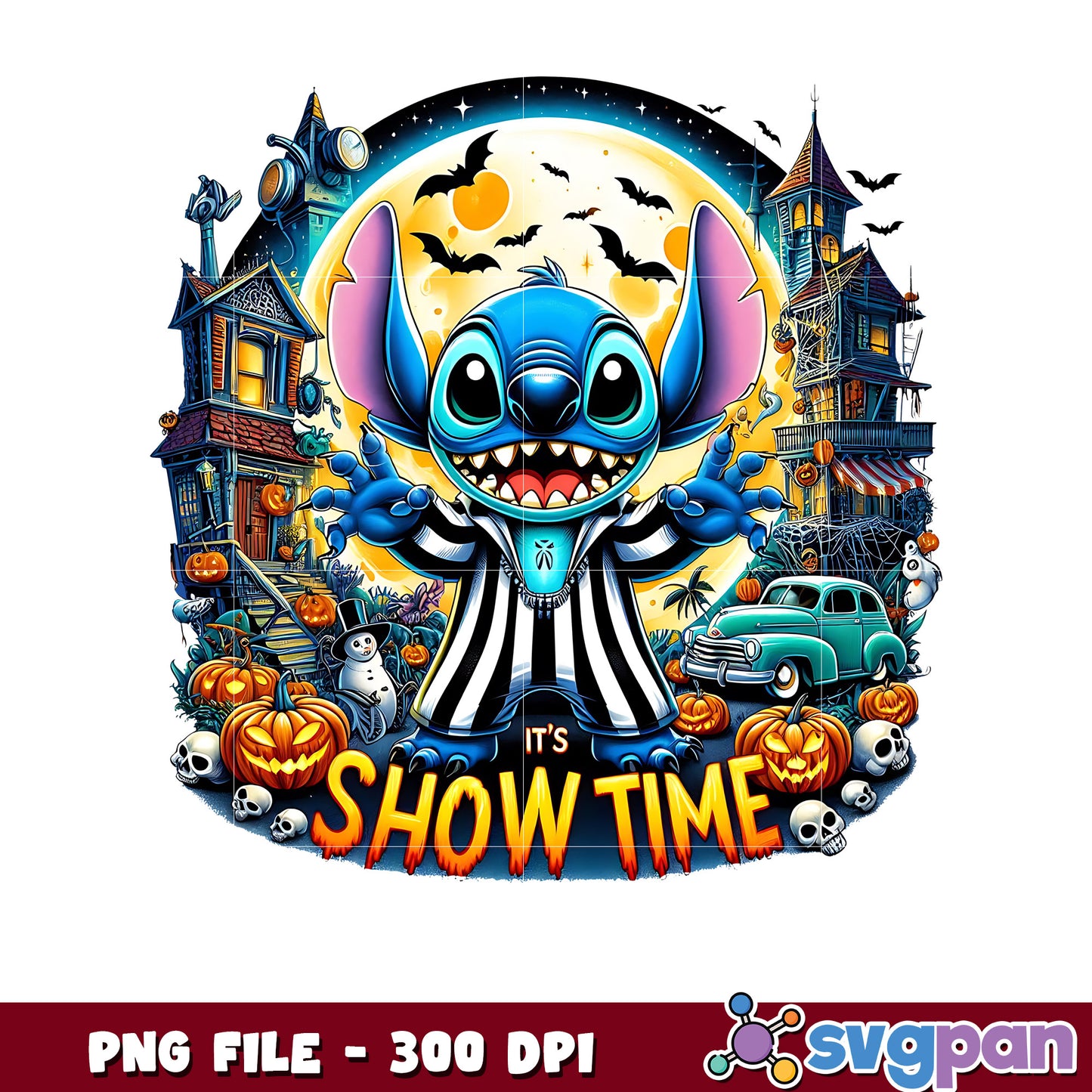 Stitch show time png, trick or treat png, halloween holiday png