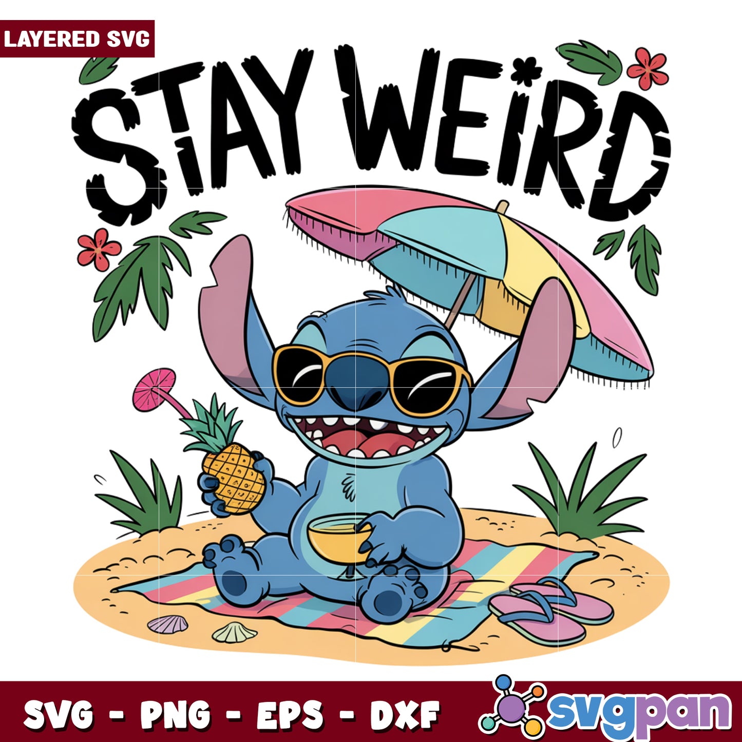 Stitch stay wierd png, summer time png, disneyland holiday png