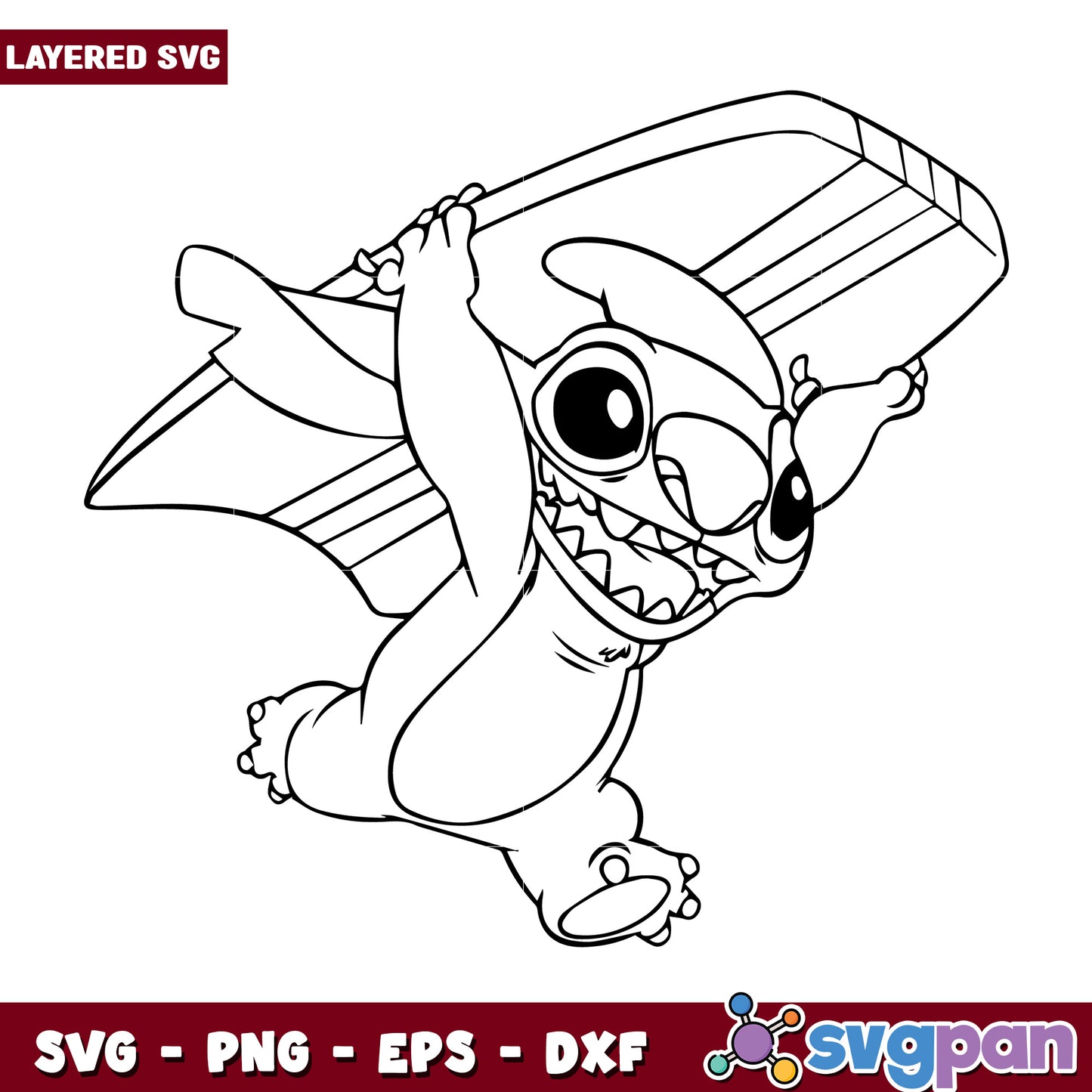 Stitich go to surfing svg, cute stitch svg, lilo and stitch movie svg