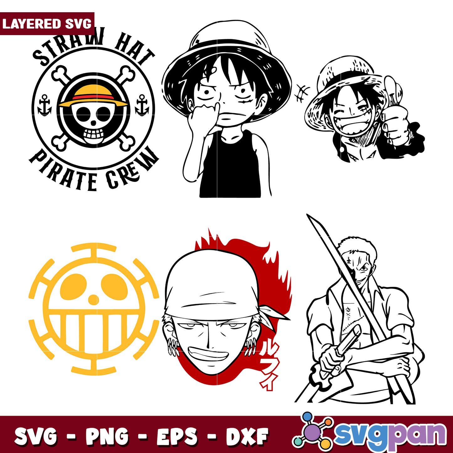 Straw Hat Pirate Crew SVG Bundle for Creatives