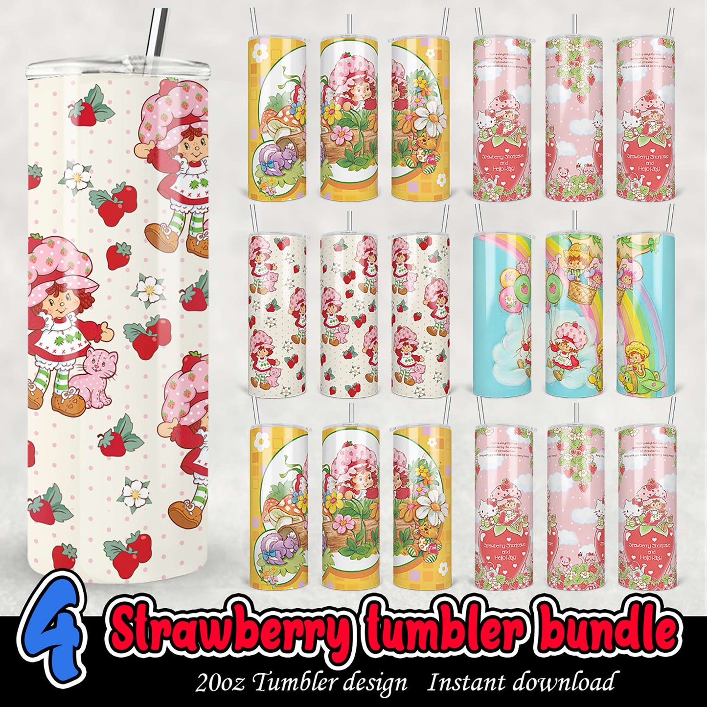 Strawberry Shortcake Tumbler Bundle PNG