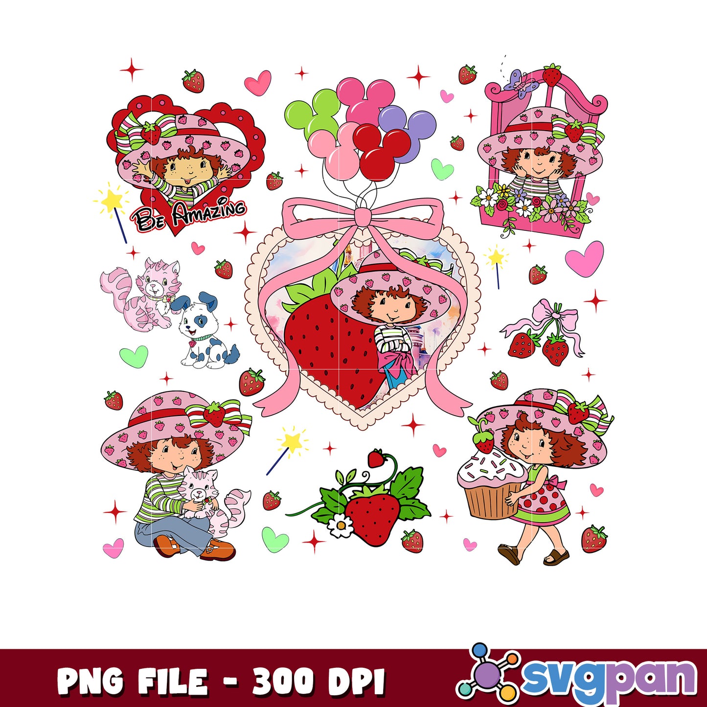 Strawberry shortcake cute design png, adorable strawberry shortcake character png