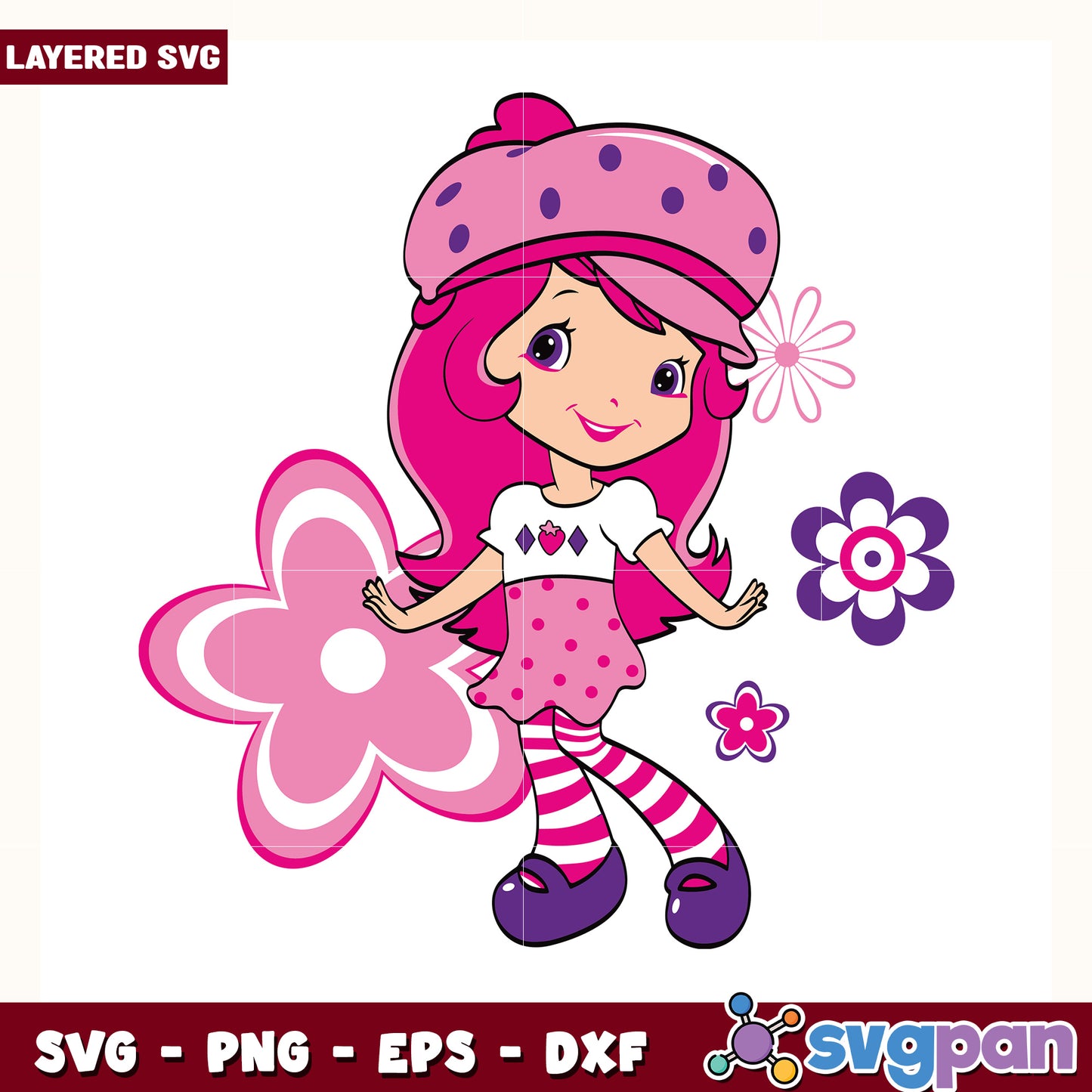 Strawberry shortcake flowers design svg, strawberry shortcake svg, sweety girl svg