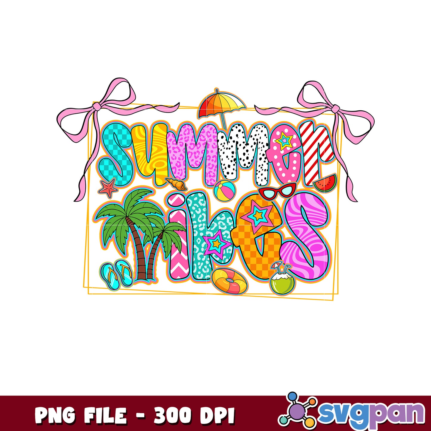 Summer Vibes PNG 300 DPI Cute Design