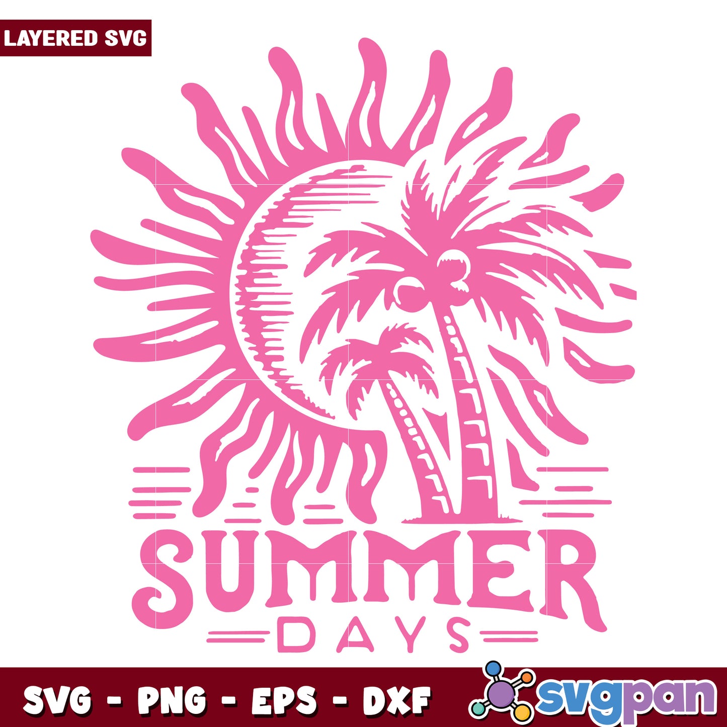 Summer day pink design svg, first day of summer svg, summer time svg