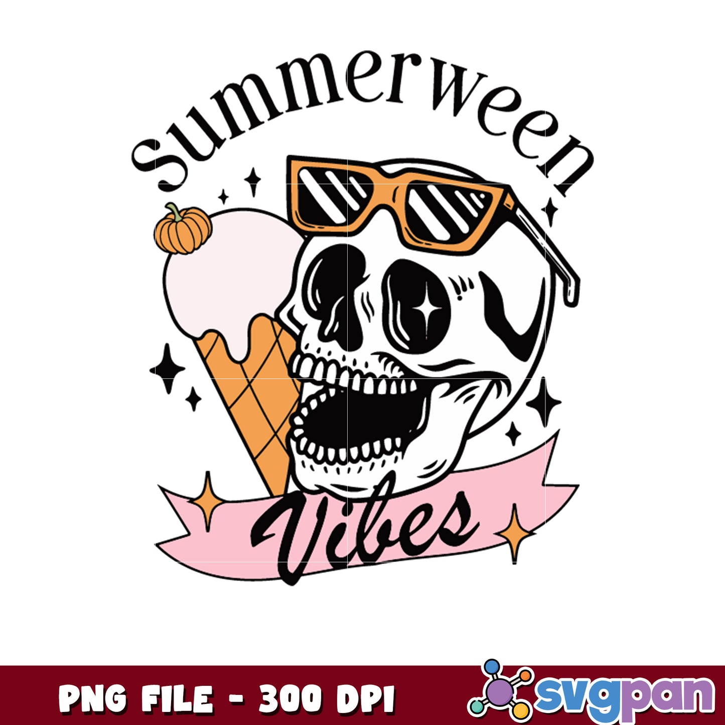 Summerween vibes png, spooky season png, halloween monster png