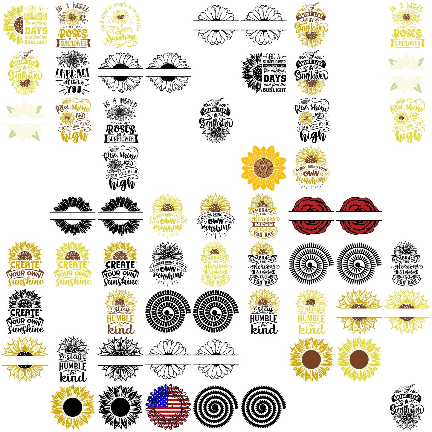Sunflower svg bundle, flower types svg, flower drawings svg