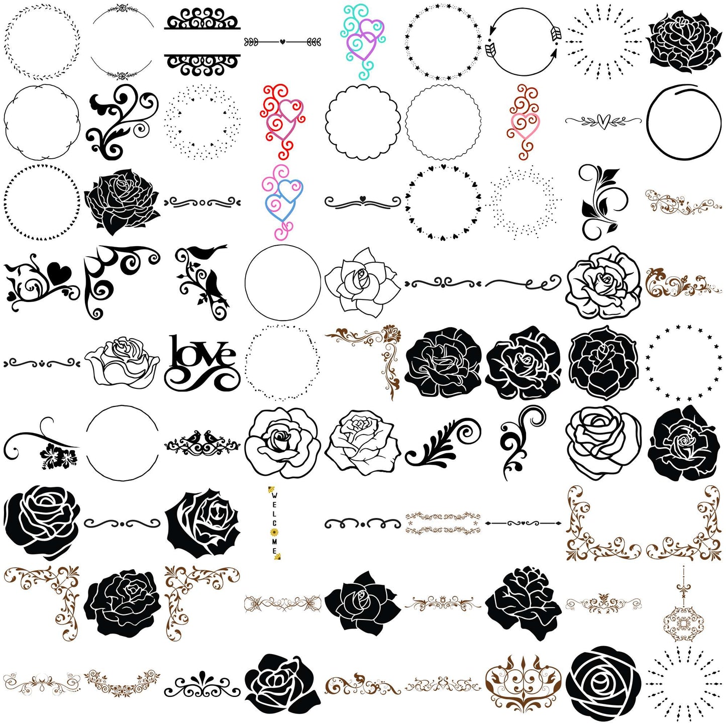 Sunflower svg bundle, flower types svg, flower drawings svg