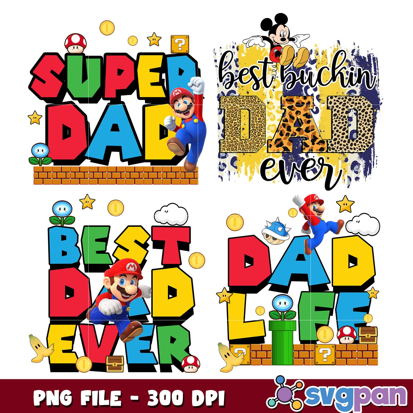 Super Dad Bundle PNG Files 300 DPI
