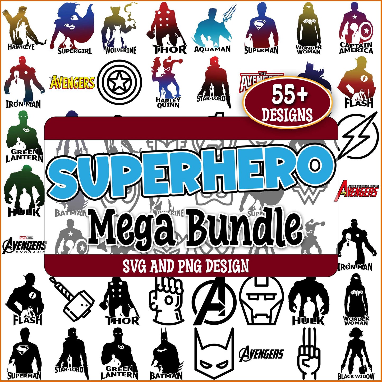 Superheroes art svg bundle