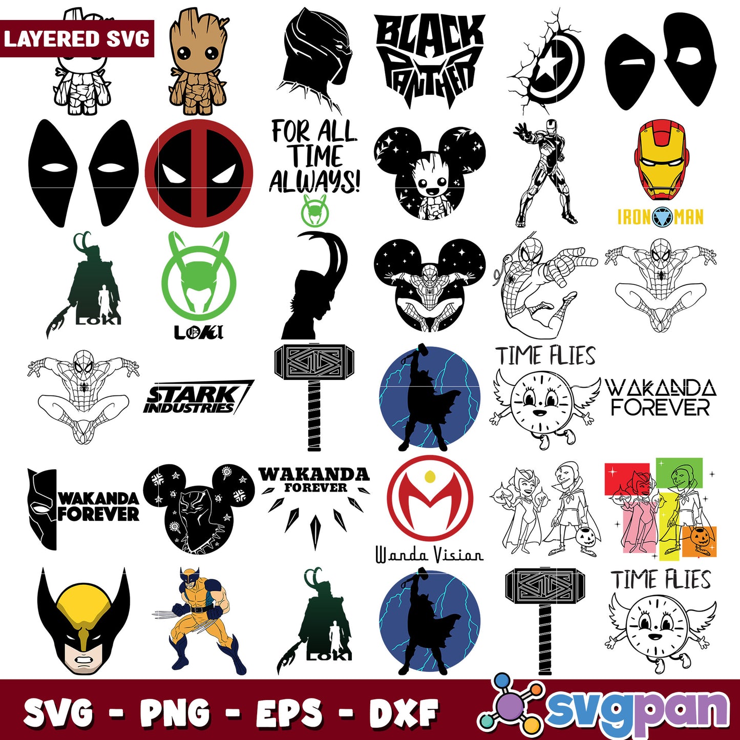 Superheroes logos svg bundle