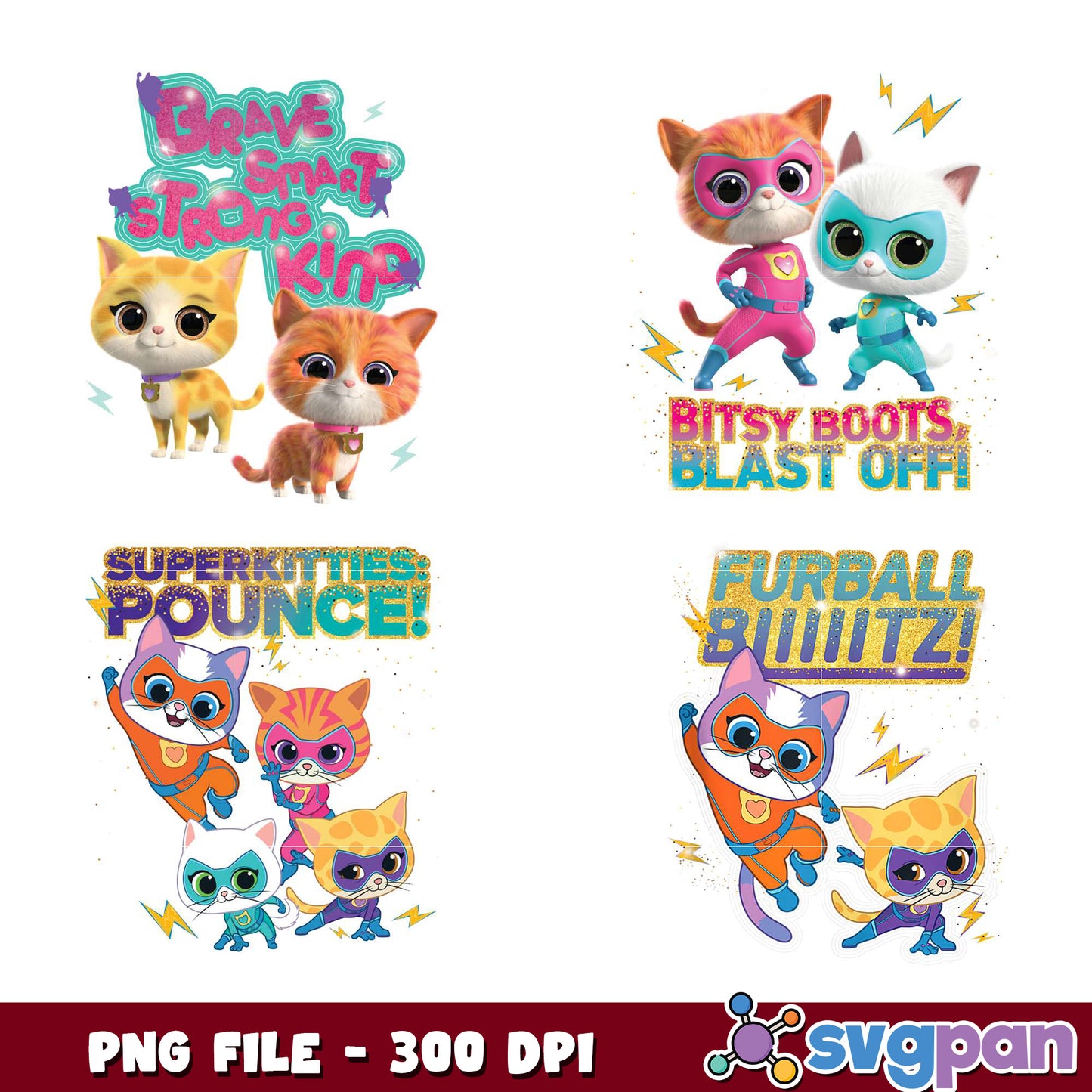 Superkitties PNG Bundle 300 DPI