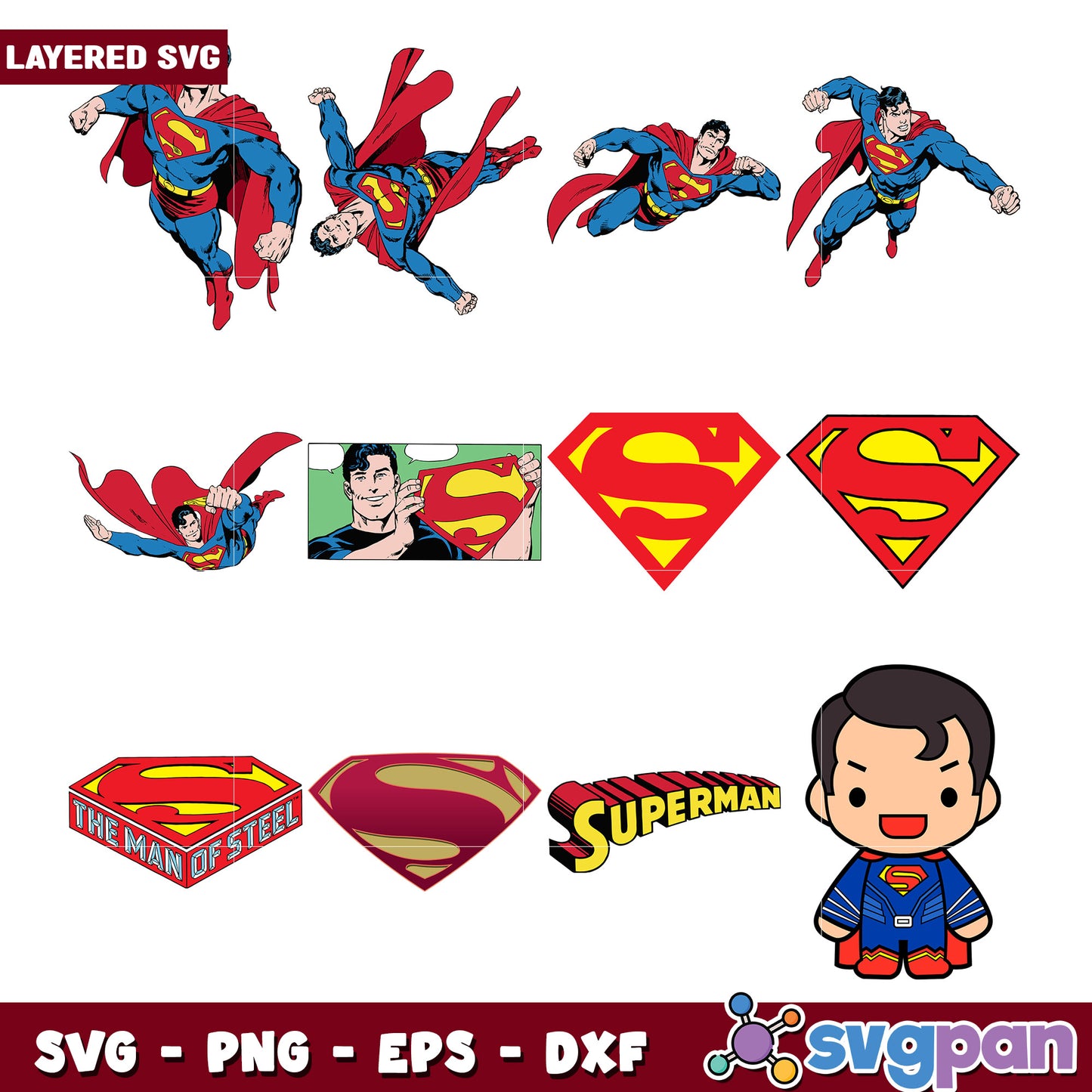 Superman Bundle Layered SVG Designs for Crafts