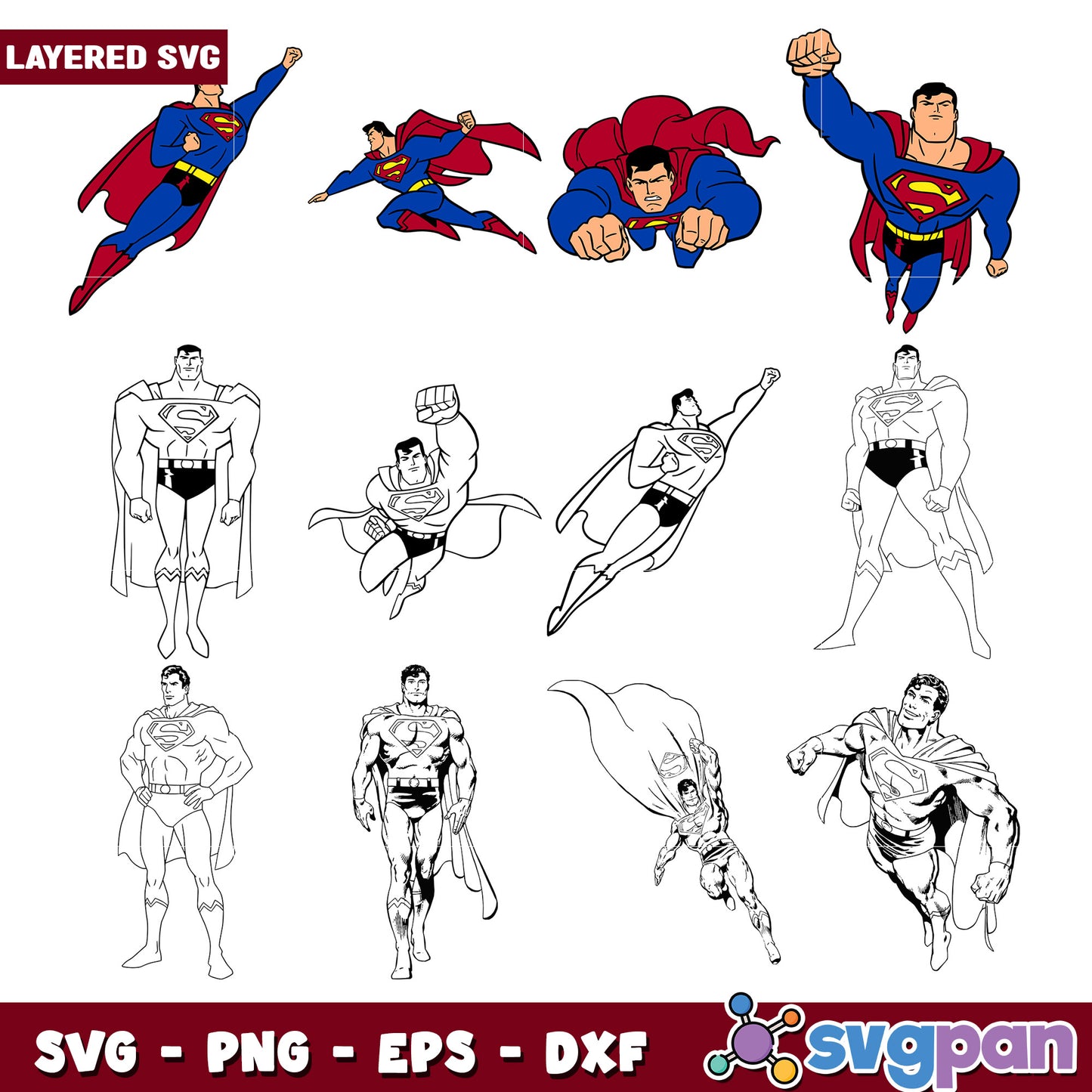 Superman Layered SVG Bundle for Crafting Projects