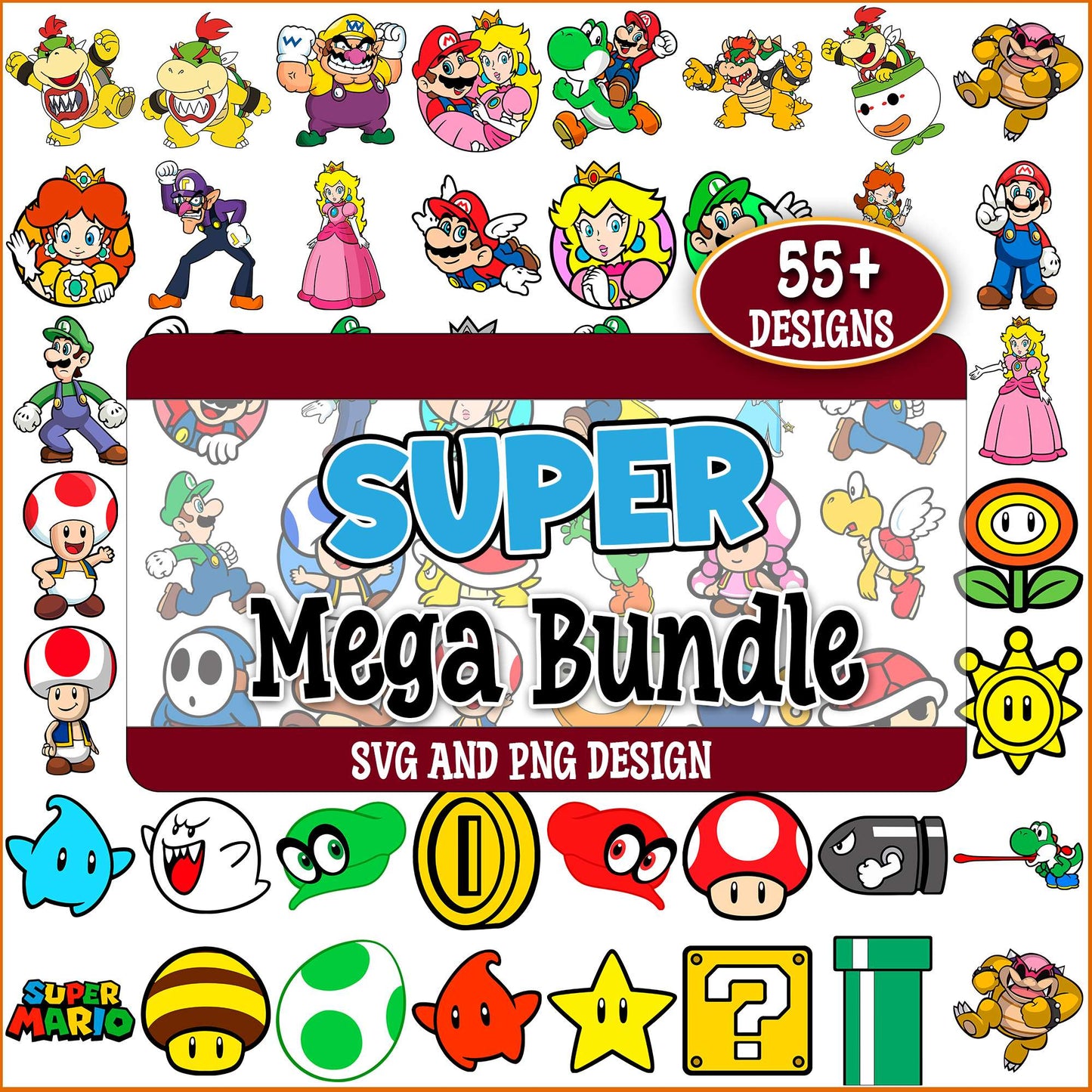 Super mario bros stuff svg bundle