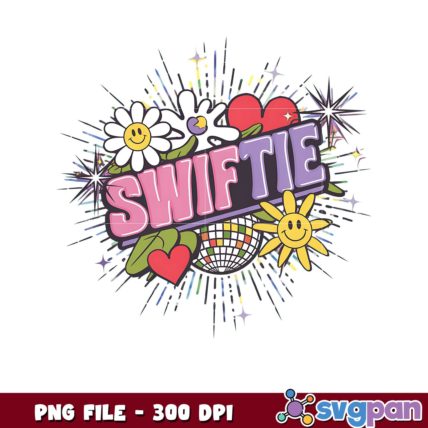Swiftie graphic design for fans, vibrant colors and flowers