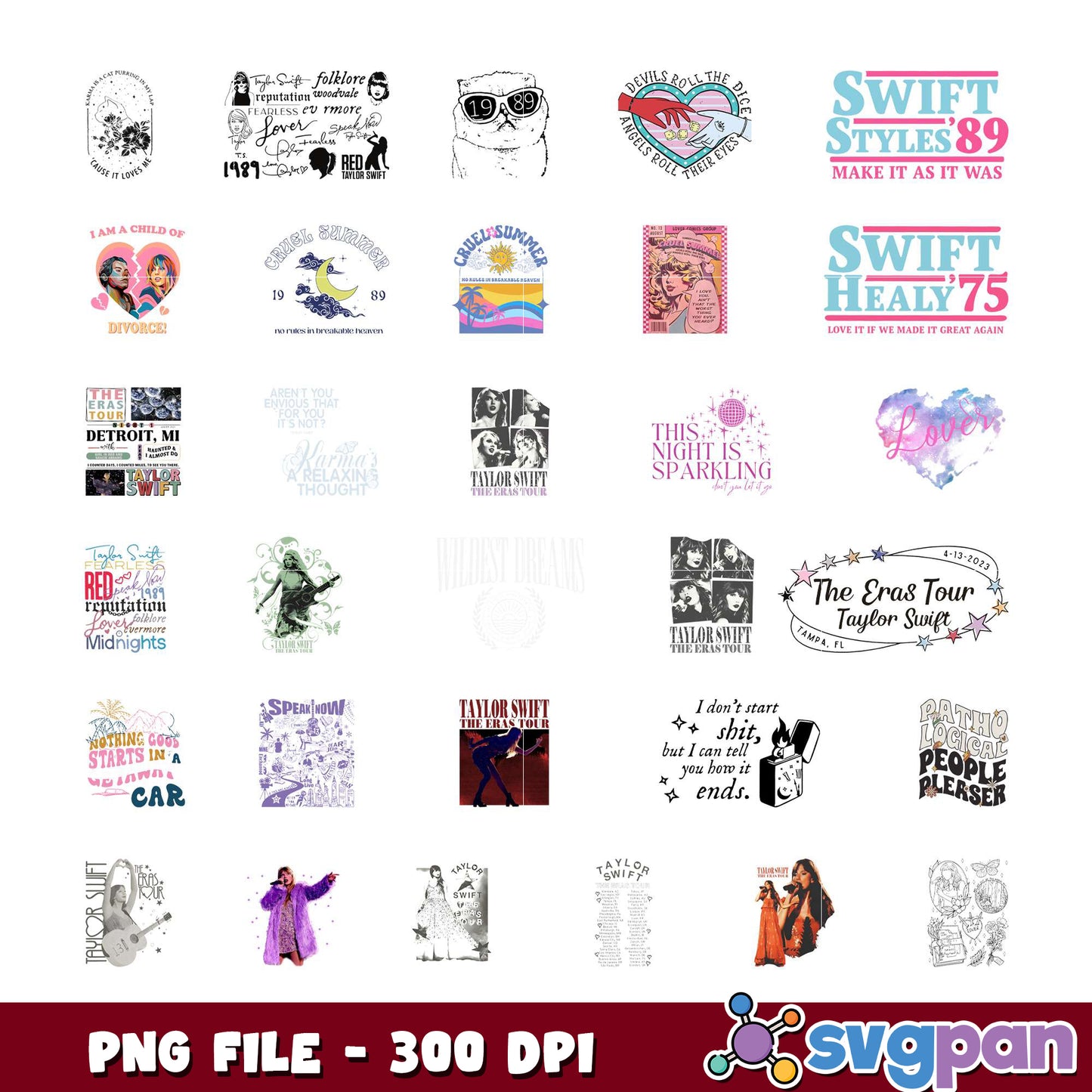 Taylor Swift Eras Tour PNG Bundle 300 DPI