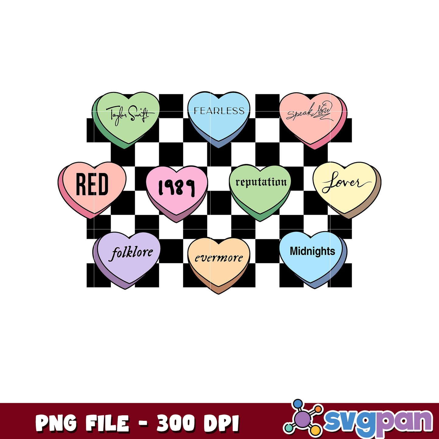 Taylor Swift Heart Art Print, colorful album designs PNG