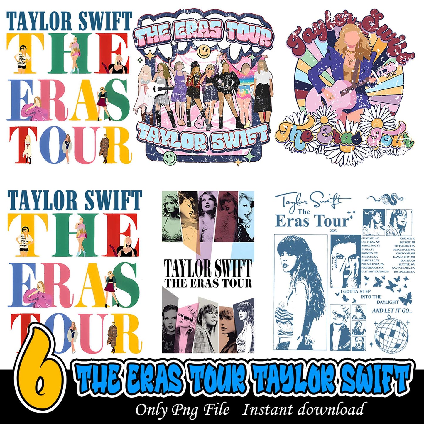 Taylor Swift The Eras Tour PNG Bundle for Instant Download