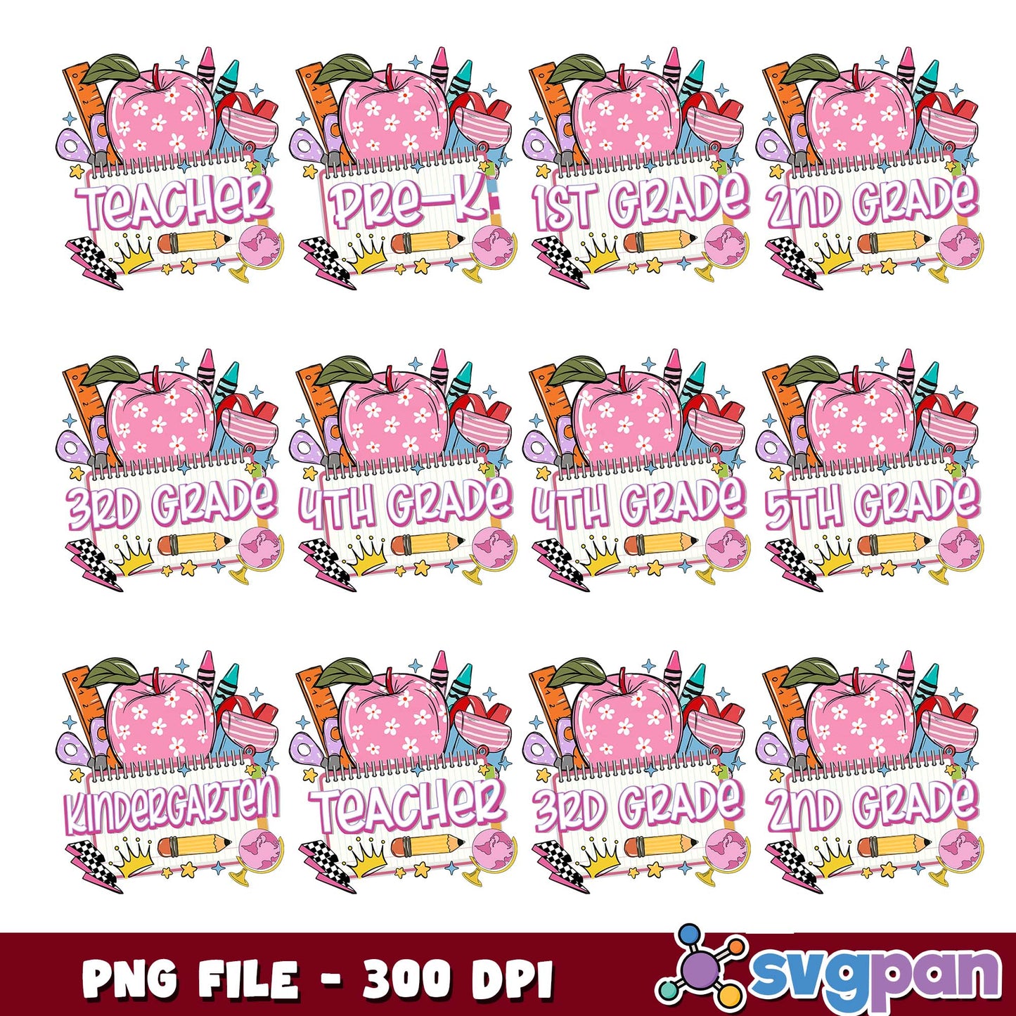 Teacher school stuff png bundle