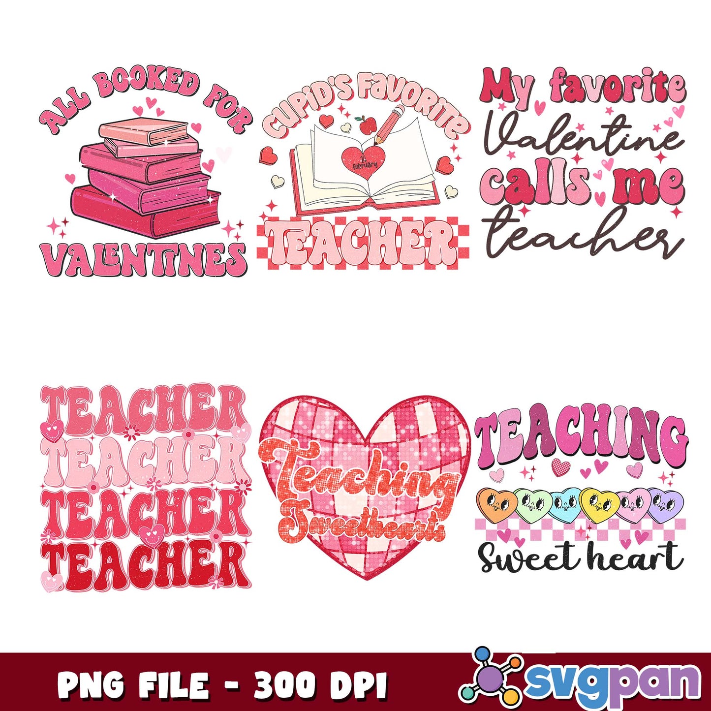 Teaching sweet heart png bundle