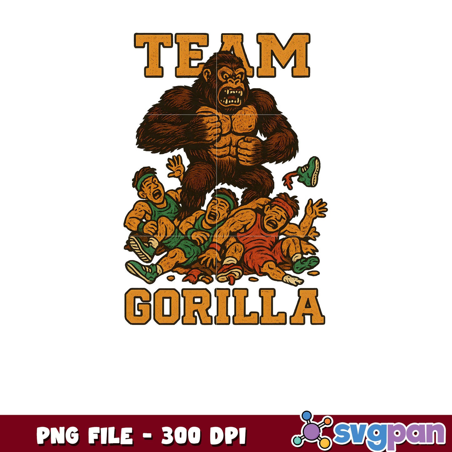 Team Gorilla PNG 300 DPI Vintage Design