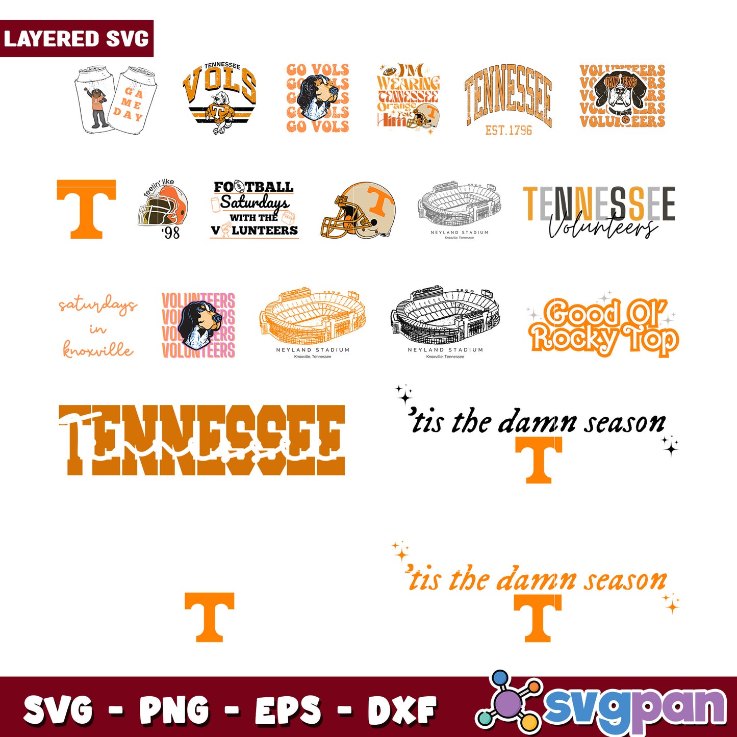 Tennessee Volunteers SVG Bundle for Game Day Designs