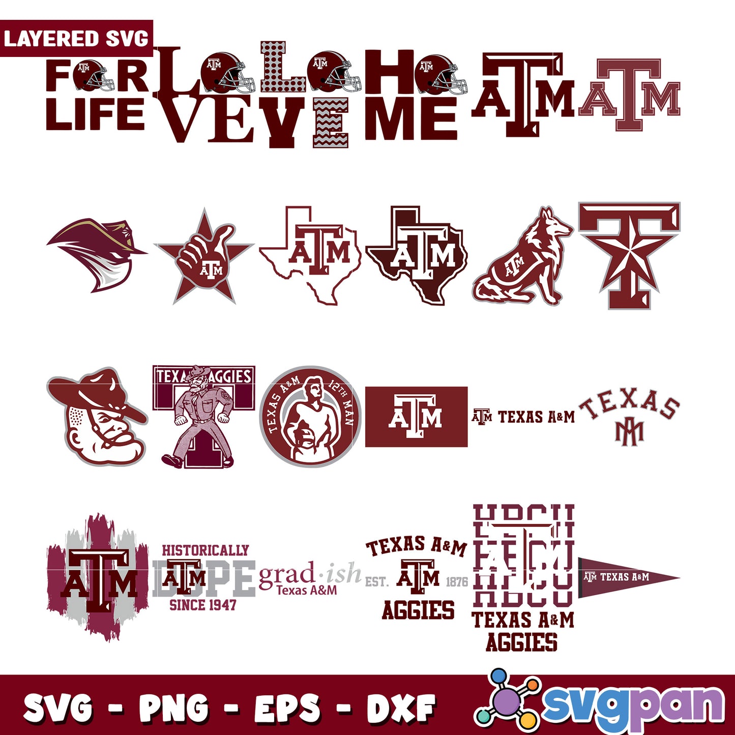 Texas A&M SVG Bundle Logos & Graphics