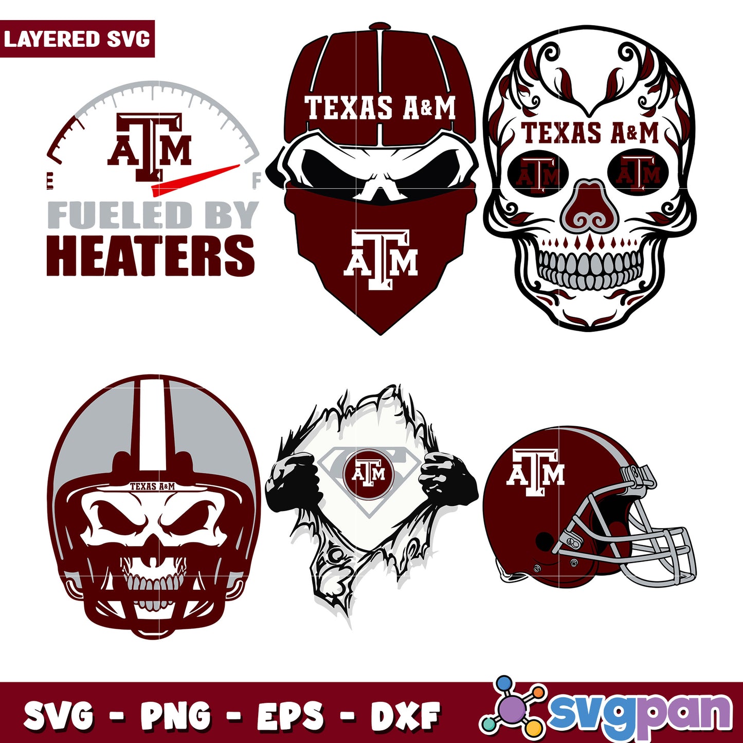 Texas A&M SVG Bundle Skull Designs
