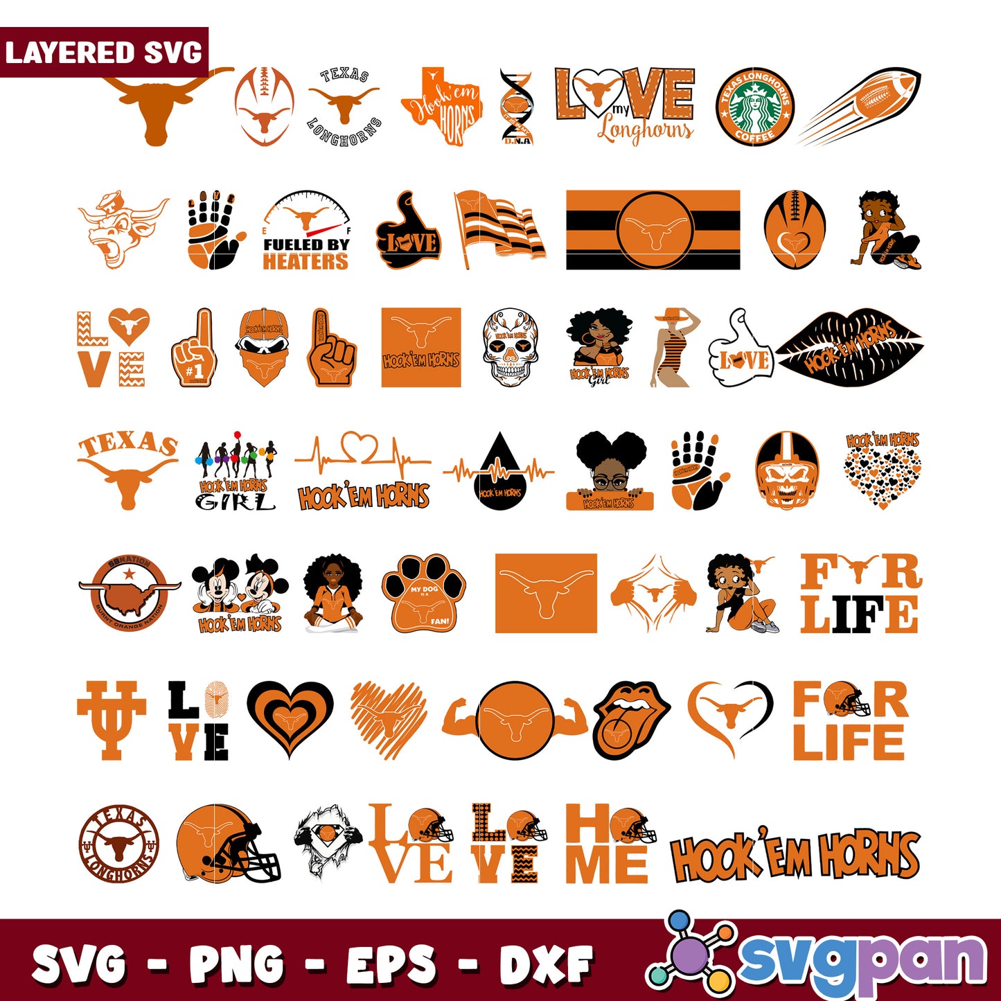 Texas Longhorns Bundle SVG for Fans and Crafters
